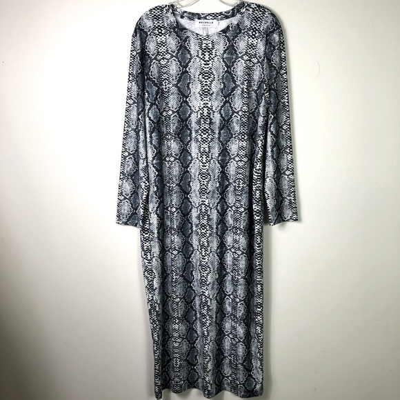 REBDOLLS Snake print, long sleeves Midi-dress - Picture 2 of 10